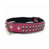 Pink leather collar with 2 rows of inlaid clear crystals from Style Hound - front view