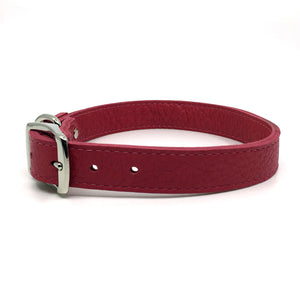 Butter soft grain leather collar in a hot flamingo colour from Style Hound-side view