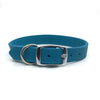 Butter soft grain leather collar in a turquoise colour from Style Hound-back view