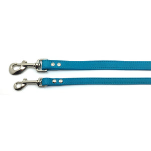 2 Butter soft grain leather leads in a turquoise colour from Style Hound-slim and standard