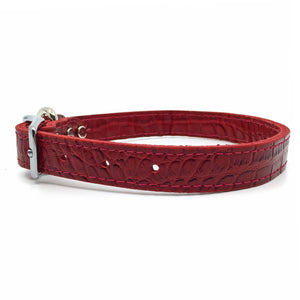 Mock crocodile leather collar in Red from Style Hound - Side view