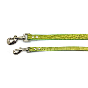 2 Mock crocodile leather leads in Green from Style Hound - Slim and Standard