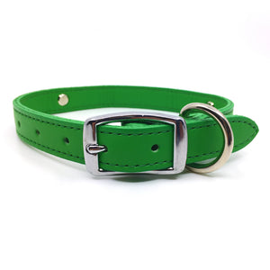 Emerald Green leather collar personalised with diamante name from Style Hound-back view