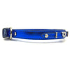Metallic blue leather collar personalised with diamante name from Style Hound-side view