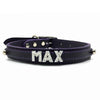 Purple leather collar personalised with diamante name from Style Hound-front view