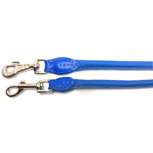 Soft Rolled Leather Lead - Blue