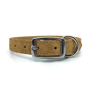 Embossed suede leather collar in a warm caramel colour from Style Hound-back view