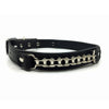 Bike Chain embellished black leather collar side view from Style Hound