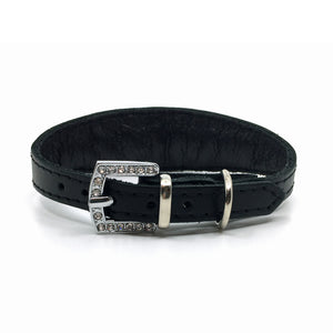 Black choker style leather collar with crystals  from Style Hound - back view
