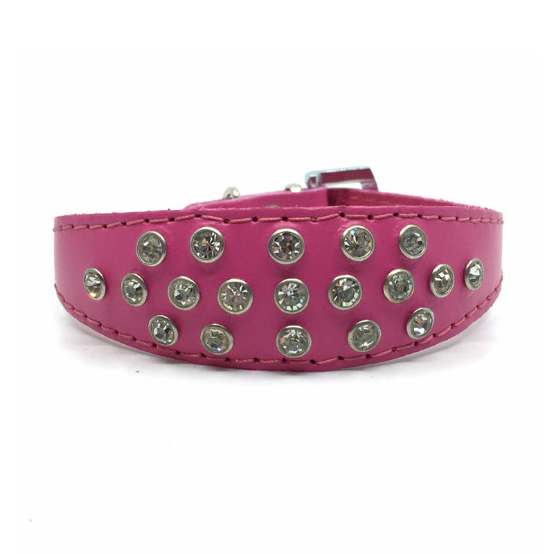 Pink choker style leather collar with crystals  from Style Hound - back view
