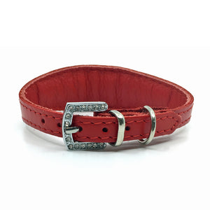 Red choker style leather collar with crystals  from Style Hound - back view