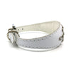 White choker style leather collar with crystals from Style Hound - side view