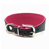 Wide black tapered leather collar with soft pink leather lining and pink crystals from Style Hound - back view