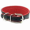 Wide black tapered leather collar with soft red leather lining and red crystals from Style Hound - back view