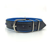 Black leather collar with soft blue leather lining and a single row of blue crystals from Style Hound - back view