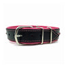 Black leather collar with soft pink leather lining and a single row of pink crystals from Style Hound - back view