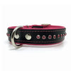 Black leather collar with soft pink leather lining and a single row of pink crystals from Style Hound - front view
