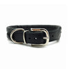 Black double rolled nappa leather collar with seam in the centre from Style Hound - back view