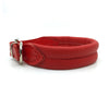 Red double rolled nappa leather collar with seam in the centre from Style Hound - side view