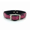 Pink leather collar with 2 rows of inlaid clear crystals from Style Hound - back view