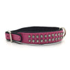 Pink leather collar with 2 rows of inlaid clear crystals from Style Hound - side view