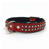 Red leather collar with 2 rows of inlaid clear crystals from Style Hound - front view