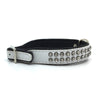 White leather collar with 2 rows of inlaid clear crystals from Style Hound - side view