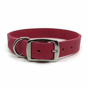 Butter soft grain leather collar in a hot flamingo colour from Style Hound-back view