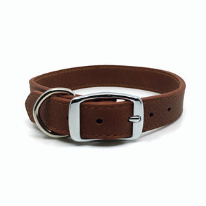 Butter soft grain leather collar in a tobacco colour from Style Hound-back view