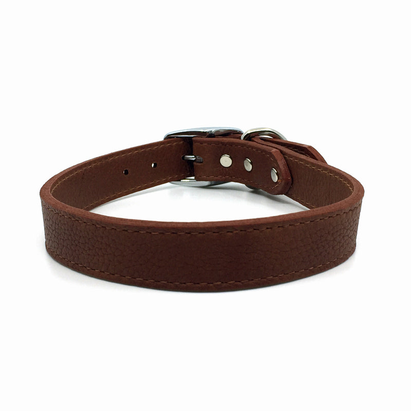 Butter soft grain leather collar in a tobacco colour from Style Hound-side view