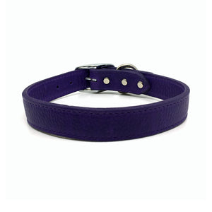 Butter soft grain leather collar in a violet colour from Style Hound-front view