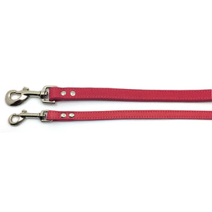 2 Butter soft grain leather leads in a hot flamingo colour from Style Hound-slim and standard
