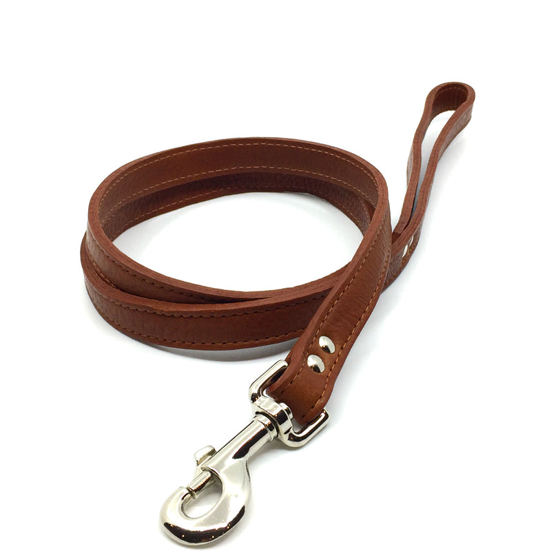 2 Butter soft grain leather leads in a tobacco colour from Style Hound-slim and standard