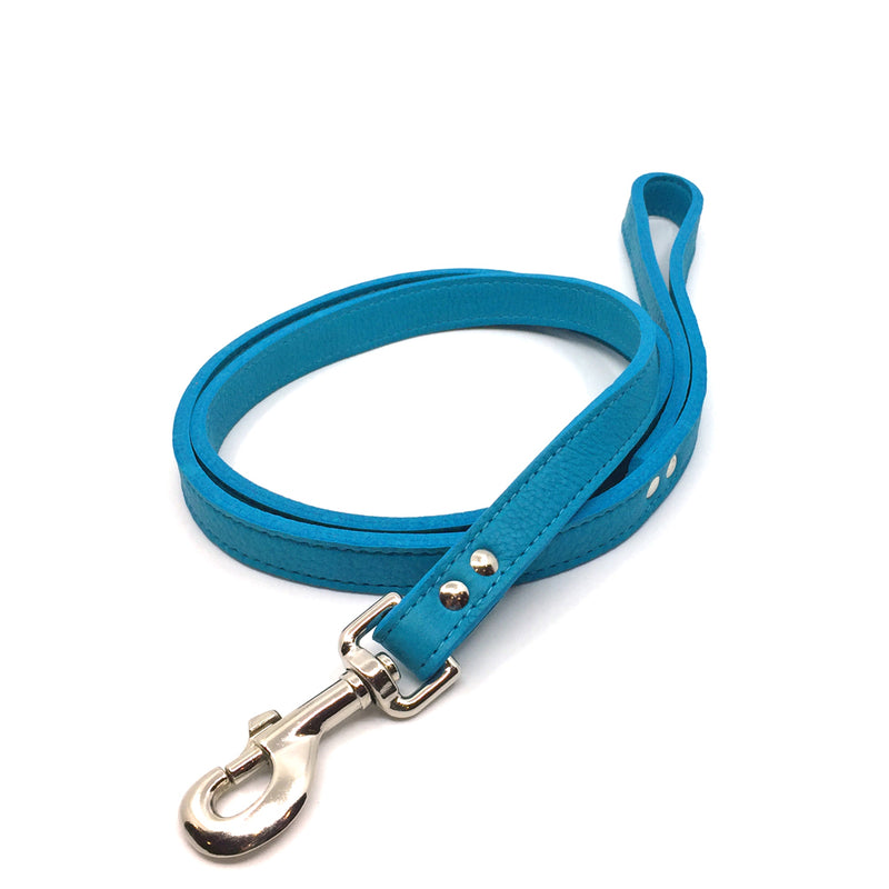 2 Butter soft grain leather leads in a turquoise colour from Style Hound-slim and standard