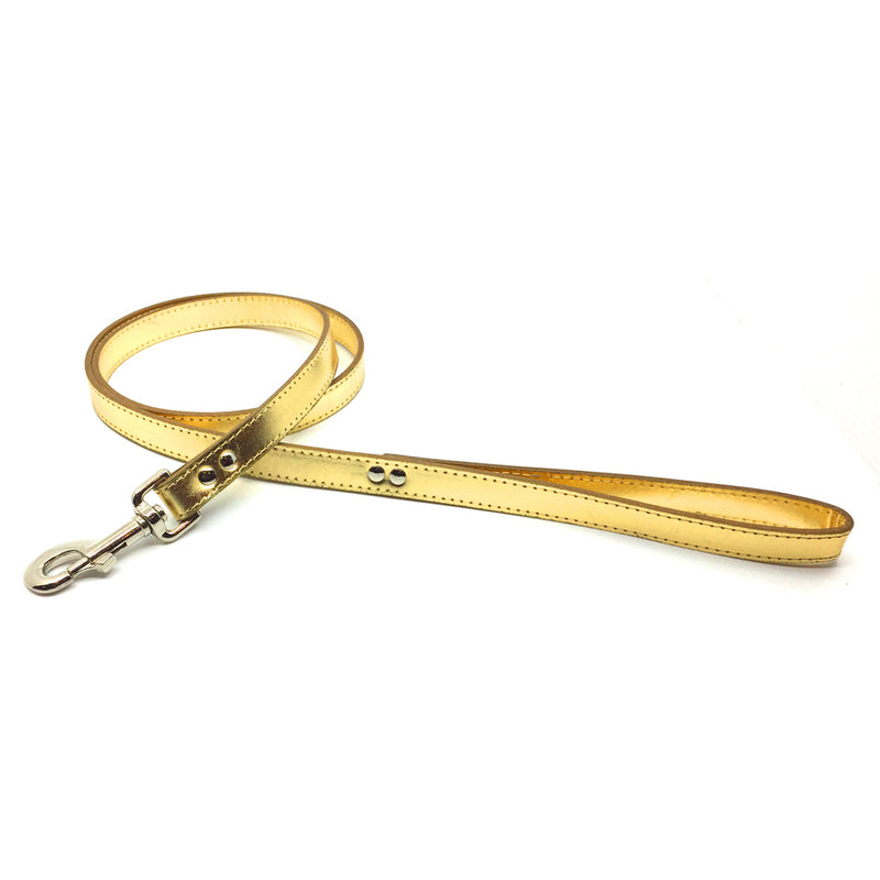 2 Gold metallic leather leads from Style Hound-slim and standard