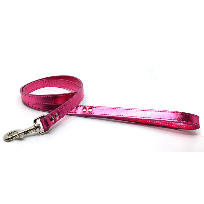 Hot pink metallic leather lead from Style Hound-side view
