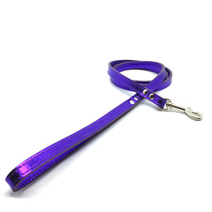 Purple metallic leather lead from Style Hound-detail view