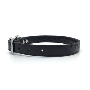 Mock crocodile leather collar in Black from Style Hound - Side view
