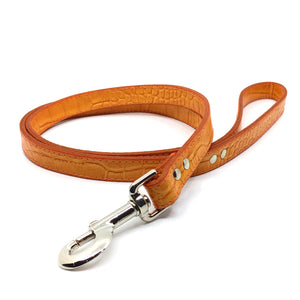 Mock crocodile leather lead in Orange from Style Hound - side view