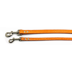 2 Mock crocodile leather leads in Orange from Style Hound - Slim and Standard
