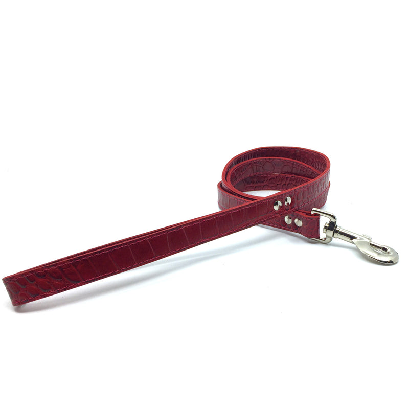 2 Mock crocodile leather leads in Red from Style Hound - Slim and Standard