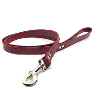 Mock crocodile leather lead in Red from Style Hound - side view