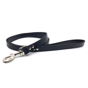 Mock crocodile leather lead in Black from Style Hound - side view