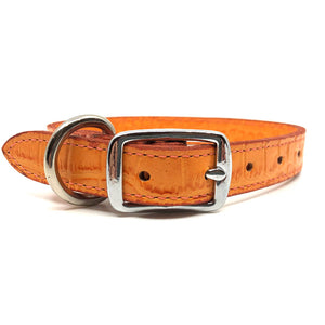 Croco Leather Collar - Orange