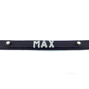 Purple leather collar personalised with diamante name from Style Hound-detail view