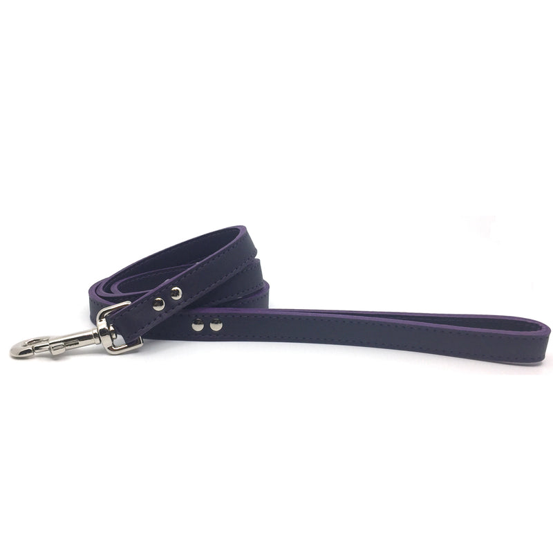2 Purple signature leather leads from Style Hound-slim and standard