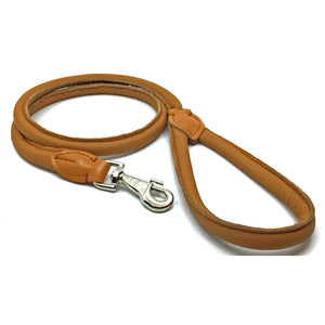 Soft rolled cognac nappa leather lead from Style Hound-detail view