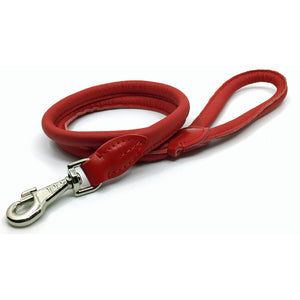 Soft rolled red nappa leather lead from Style Hound-front view