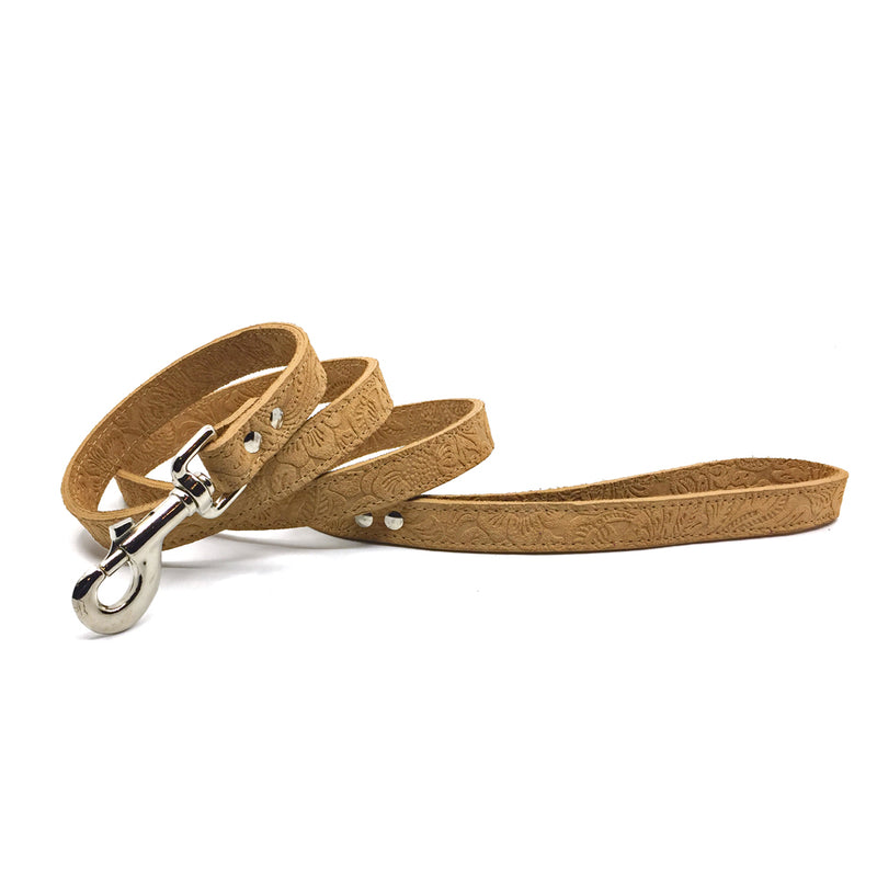 Camel coloured suede leather lead from Style Hound-front view