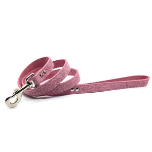 Pink suede leather lead from Style Hound-front view